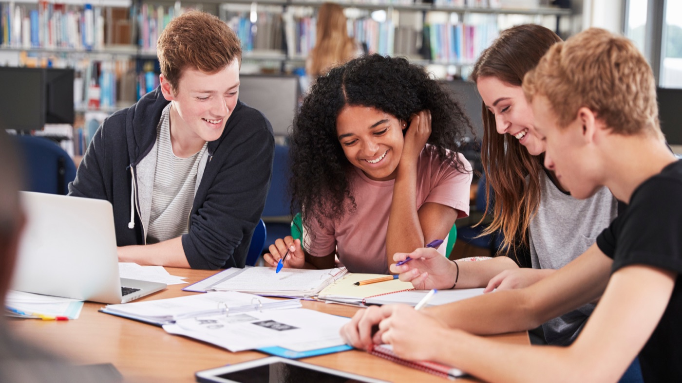 International students studying together